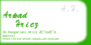 arpad hricz business card